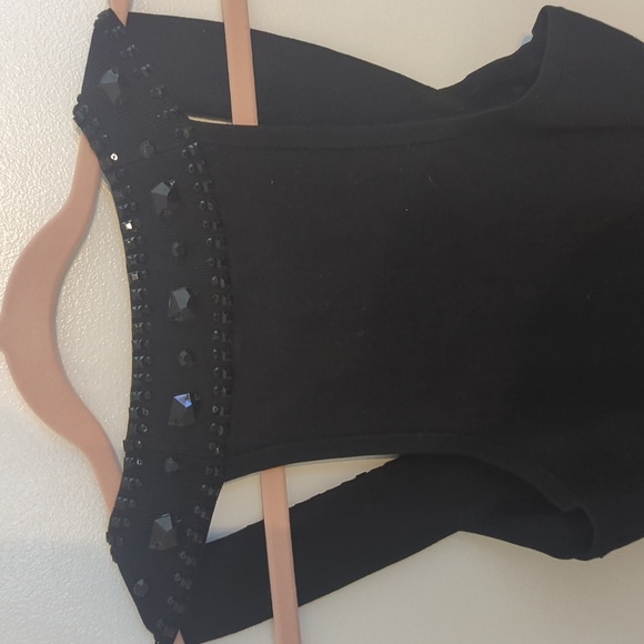 BCBG black bandage style dress with jeweled neckline, size large - Picture 5 of 6